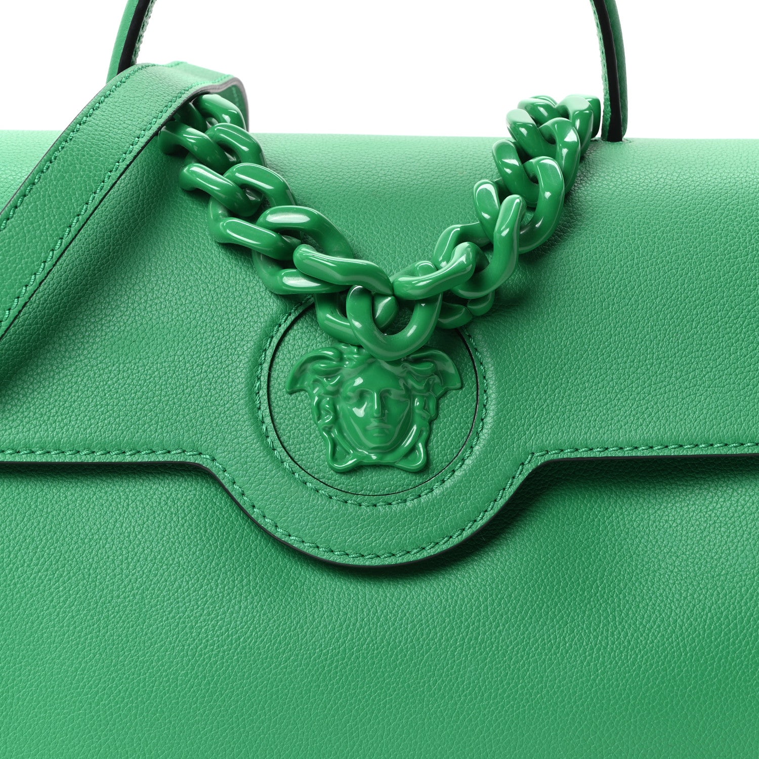 Versace Calfskin Large La Medusa Bag Bright Green 7 of 9