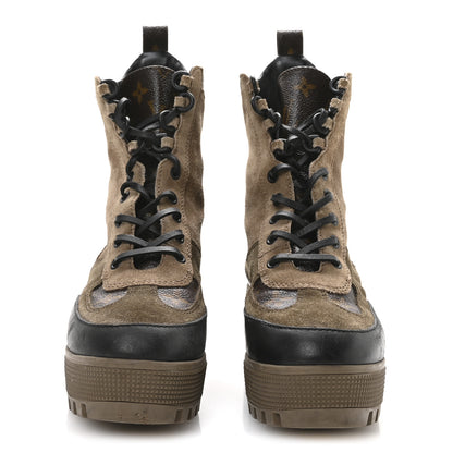 Louis Vuitton Suede Calfskin Monogram Laureate Platform Desert Boots 36 Taupe 3 of 9