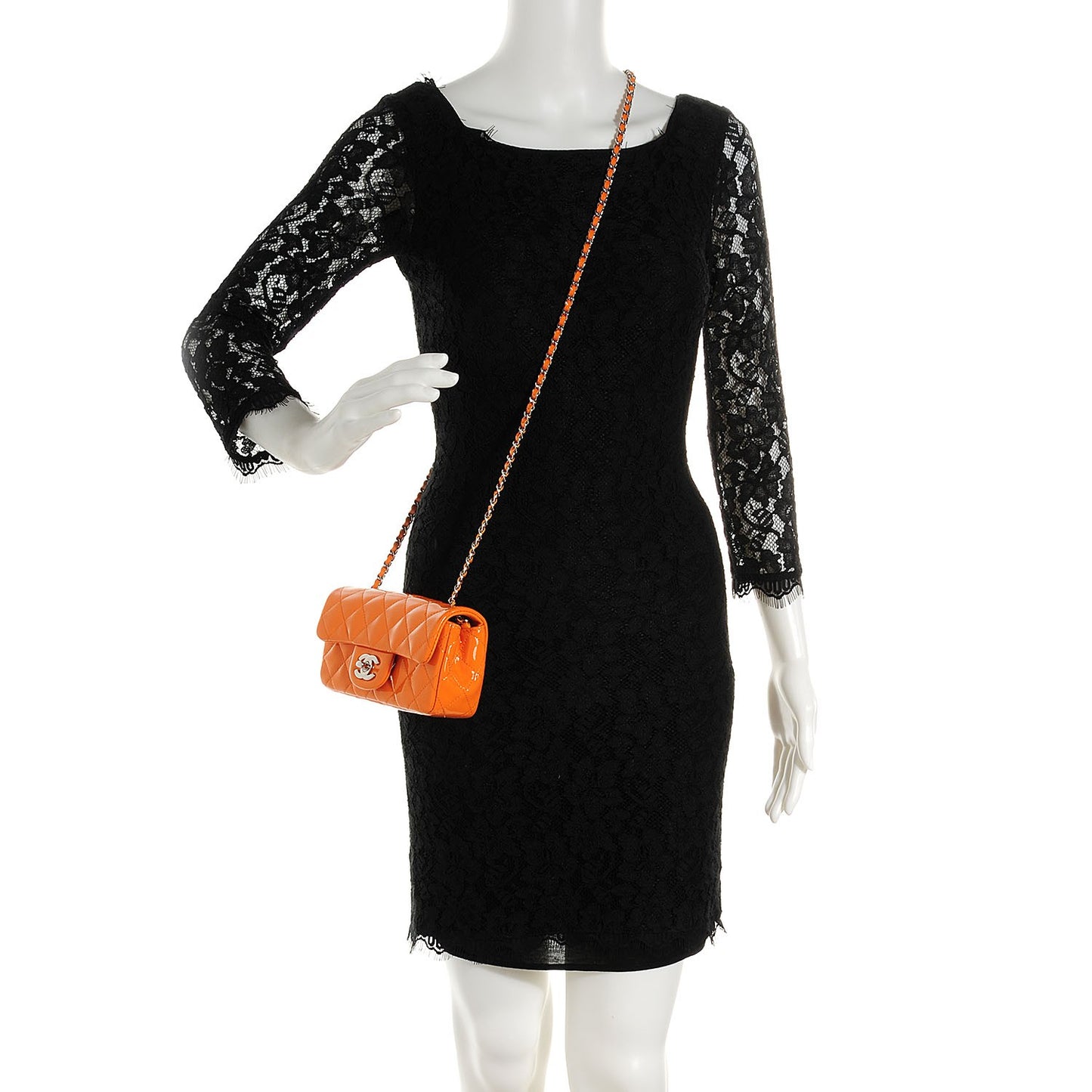 Patent Quilted Extra Mini Flap Light Orange