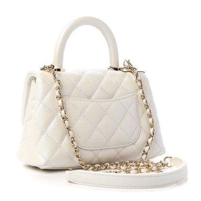 Chanel Iridescent Caviar Quilted Extra Mini Coco Handle Flap Ivory 3 of 10