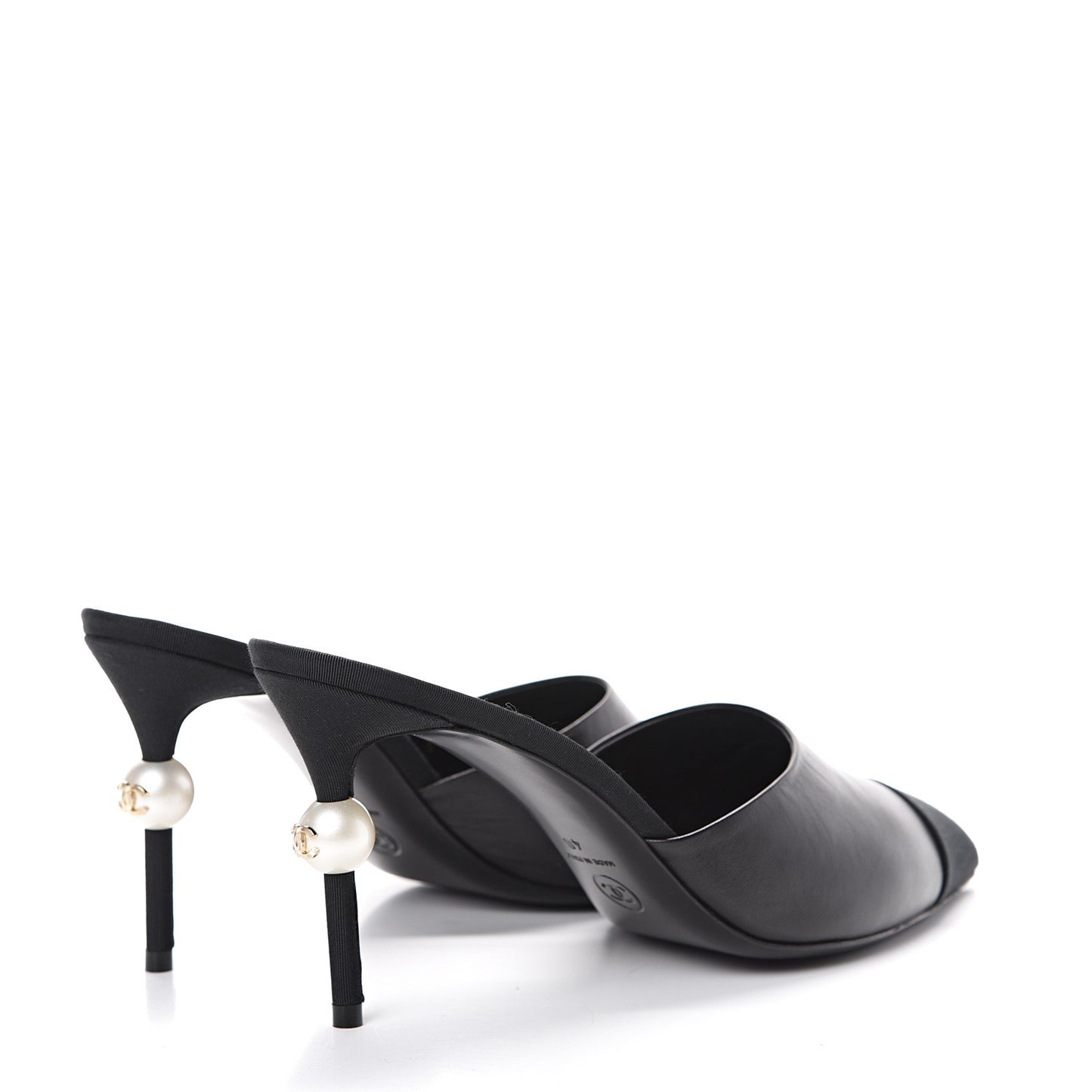Goatskin Grosgrain Cap Toe Pearl Mule 40 Black