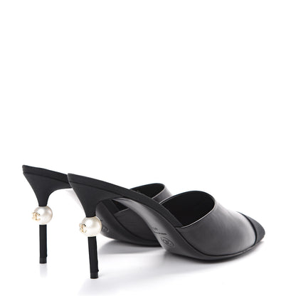 Chanel Goatskin Grosgrain Cap Toe Pearl Mule 40 Black 4 of 13