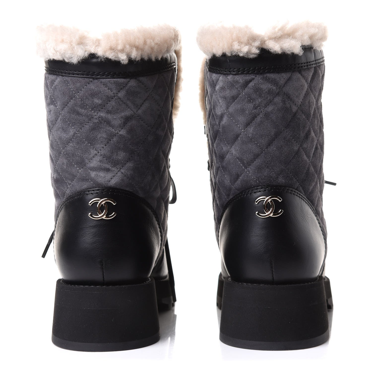 Chanel Calfskin Suede CC Snow Boots 37.5 5 of 13