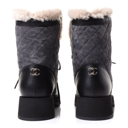 Chanel Calfskin Suede CC Snow Boots 37.5 5 of 13