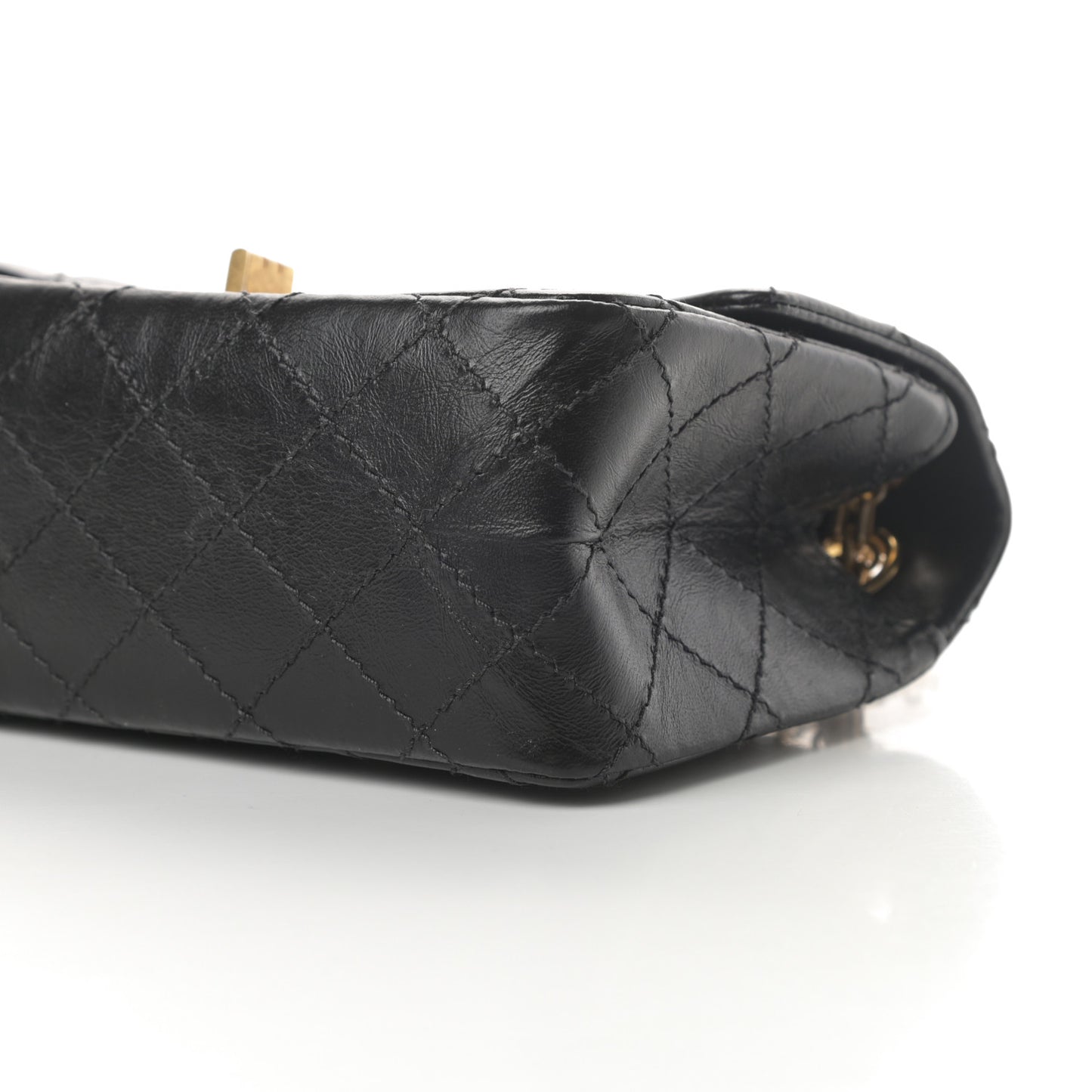 Aged Calfskin Quilted 2.55 Reissue Mini Flap Black