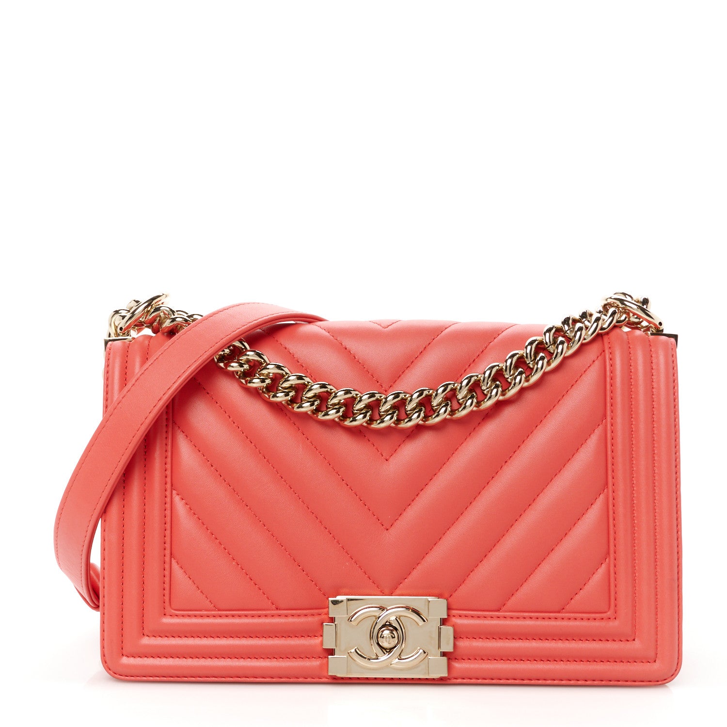 Chanel Lambskin Chevron Quilted Medium Boy Flap Pink 1 of 11