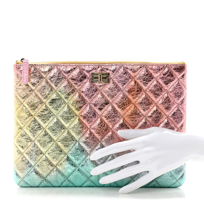 Chanel Metallic Goatskin Quilted Medium 2.55 Reissue Cosmetic Case Multicolor 2 of 8