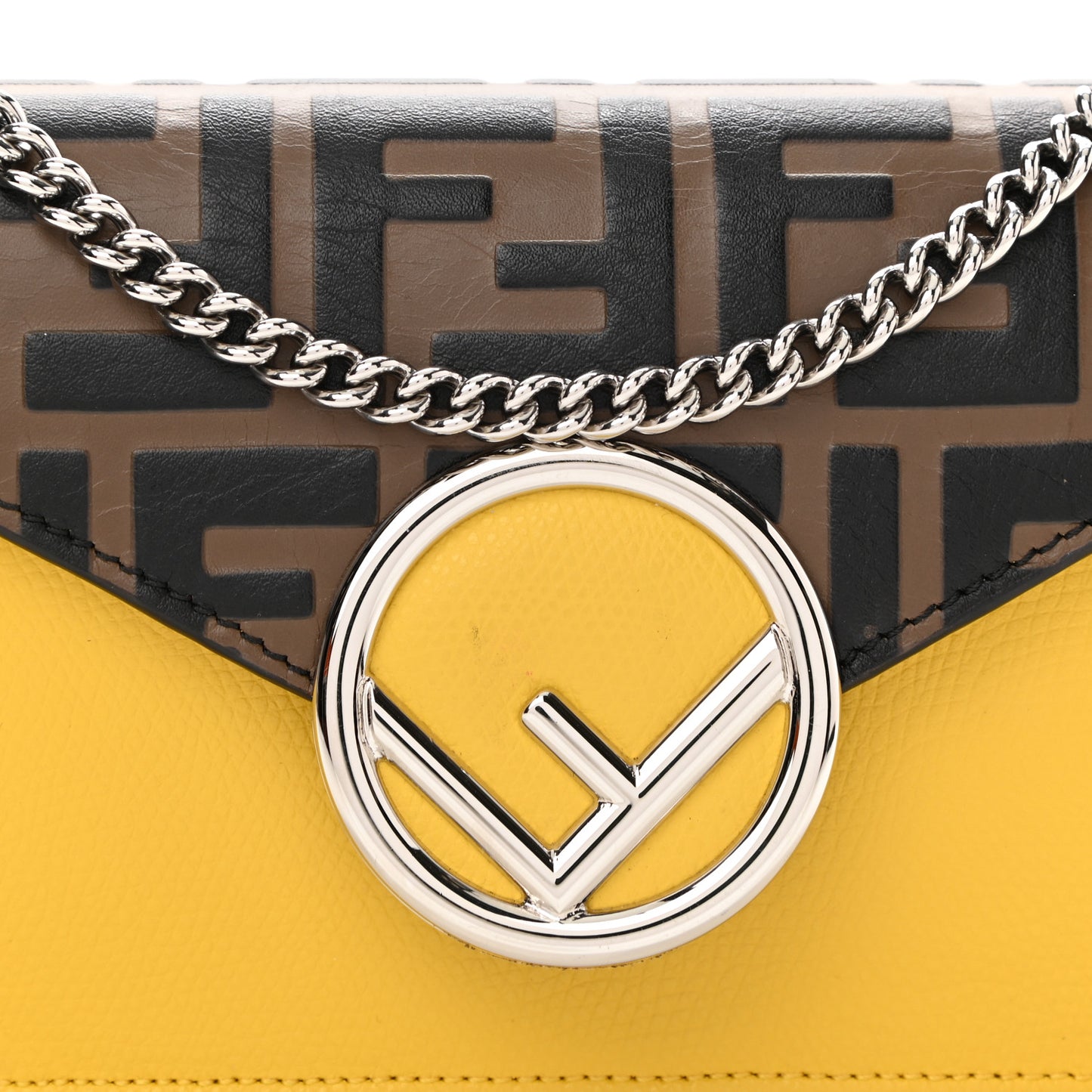 Vitello Cruise F is Fendi Bi-Color FF 1974 Embossed Envelope Belt Bag Maya Black Sunflower