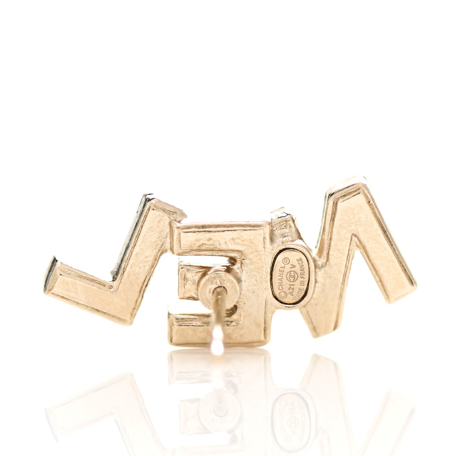Chanel Crystal Pearl Signature Stud Earrings Gold 4 of 5