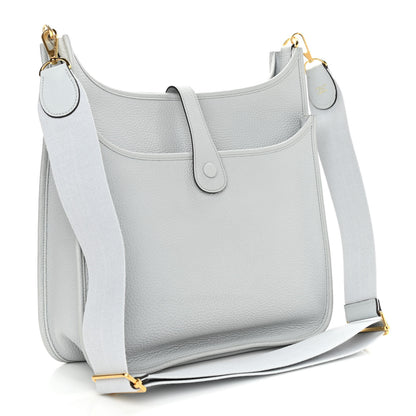 Hermes Taurillon Clemence Evelyne III GM Bleu Pale 3 of 11