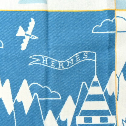 Hermes Wool Cashmere Avalon Epopee Blanket Bleu Paon Celadon 3 of 4