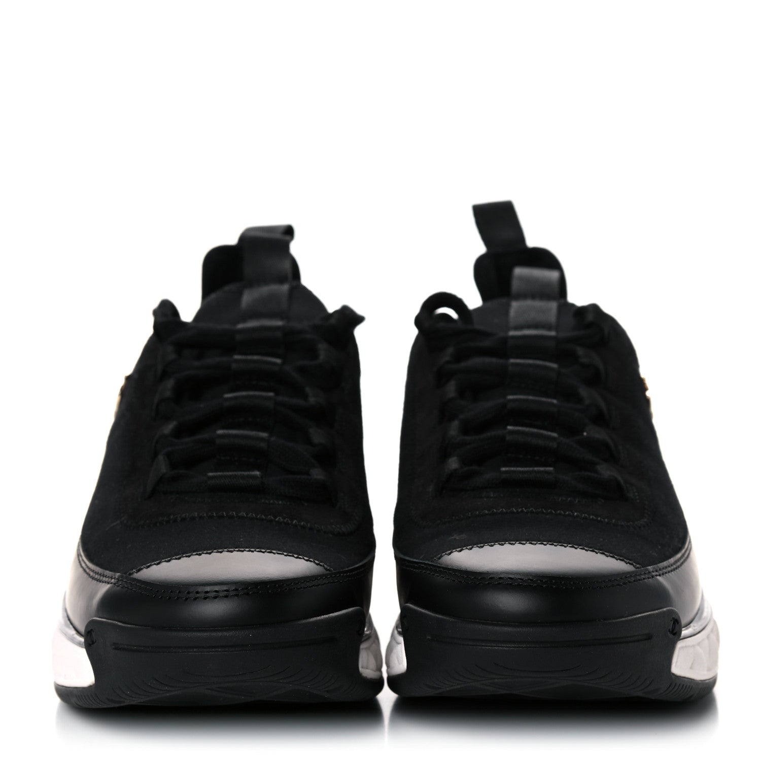 Chanel Velvet Calfskin Mixed Fibers CC Sneakers 38.5 Black 2 of 9
