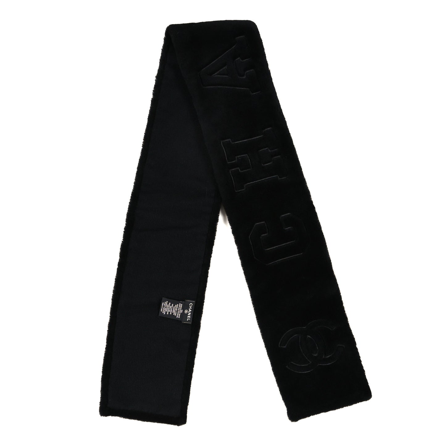 Shearling Cashmere CC Scarf Black