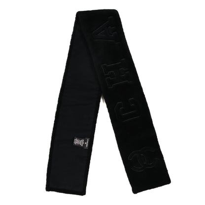 Chanel Shearling Cashmere CC Scarf Black 2 of 3