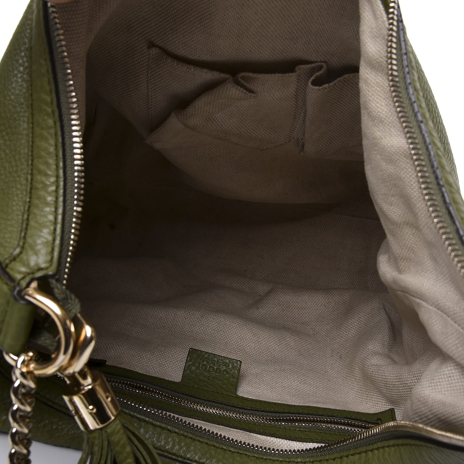 Gucci Pebbled Calfskin Medium Soho Chain Hobo Green 4 of 12
