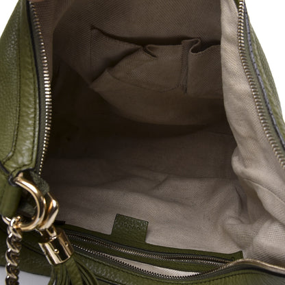 Gucci Pebbled Calfskin Medium Soho Chain Hobo Green 4 of 12