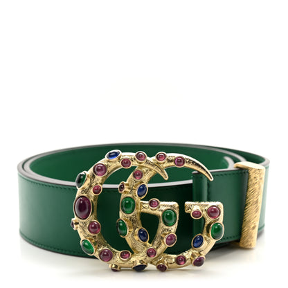 Gucci Calfskin Ceramic Glass Double G 40mm Belt 85 34 Emerald Multicolor 1 of 5