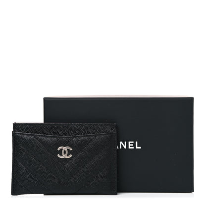 Chanel Caviar Chevron Quilted Card Holder Black 9 of 9