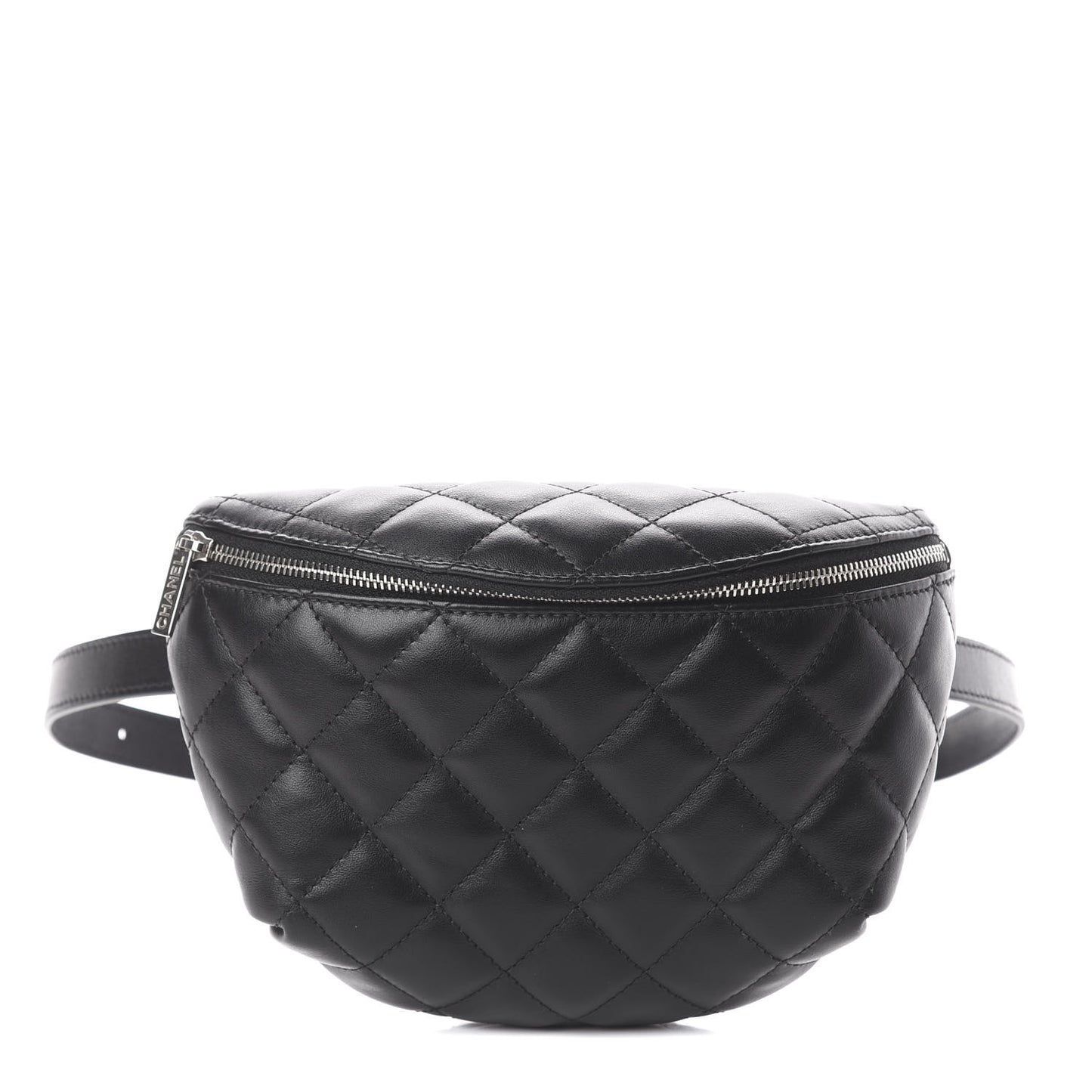 Lambskin Quilted Waist Belt Bag Black