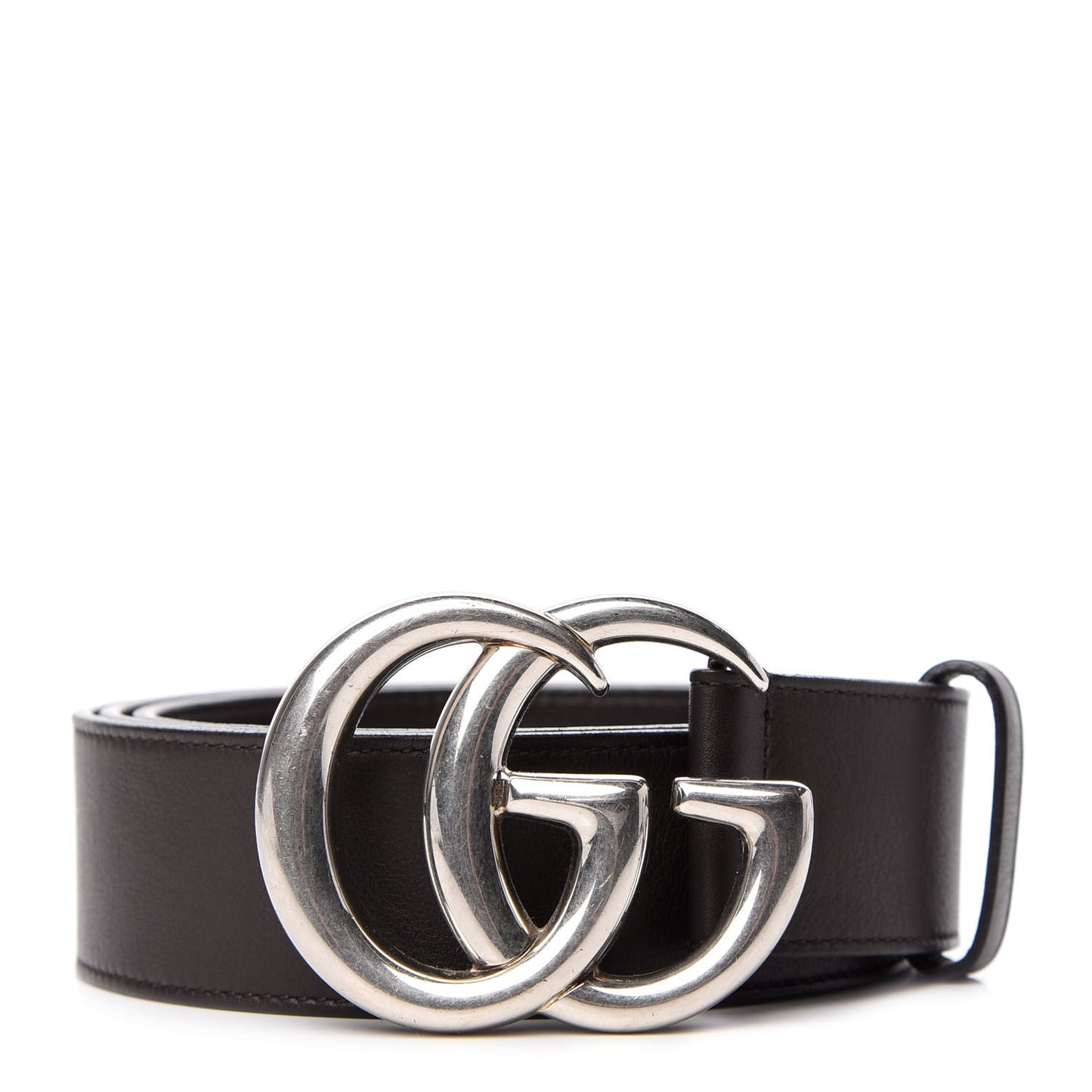 Moon Calfskin Nickel Double G 40mm Belt 100 40 Dark Cocoa