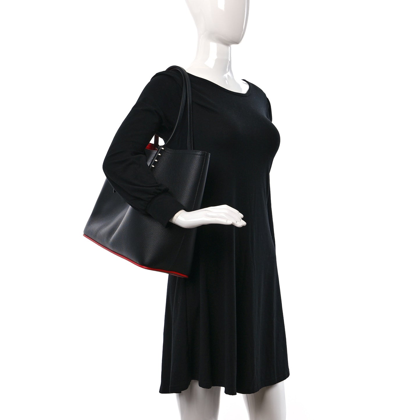 Calfskin Spiked Large Cabarock Shopper Tote Black