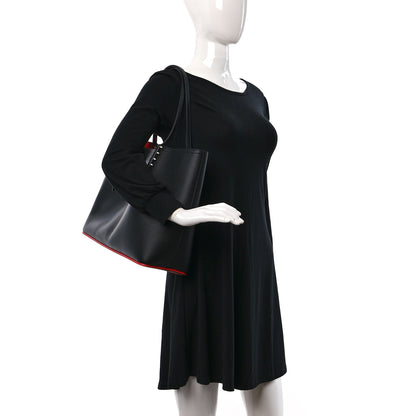 Christian Louboutin Calfskin Spiked Large Cabarock Shopper Tote Black 2 of 13
