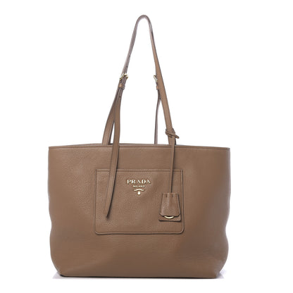 Prada Vitello Daino Pocket Shopping Tote Caramel 1 of 11