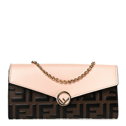 Fendi Vitello Cruise F is Fendi Bi-Color FF 1974 Embossed Continental Envelope Wallet On Chain Maya Black Light Rose 1 of 11