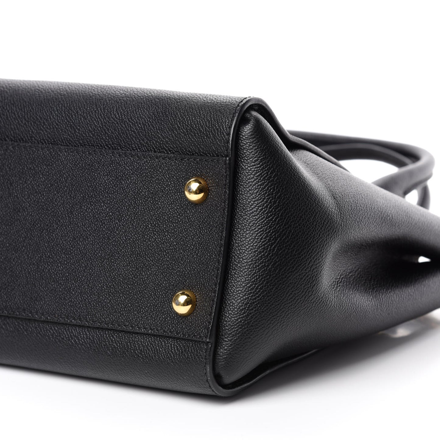 Soft Grain Calfskin Medium Buckle Tote Black