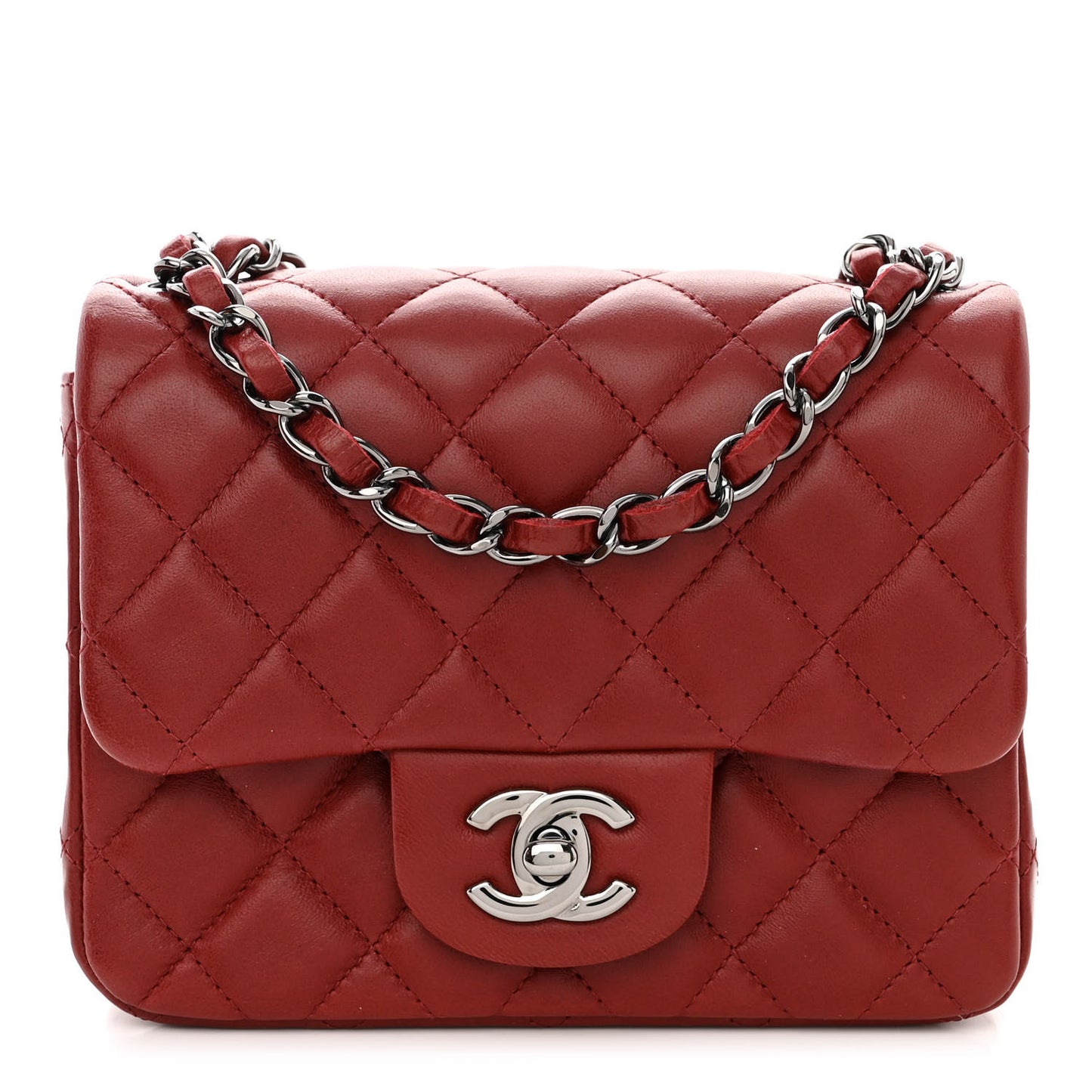 Lambskin Quilted Mini Square Flap Bordeaux