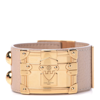 Louis Vuitton Calfskin So LV Cuff Bracelet 17 Beige 1 of 7