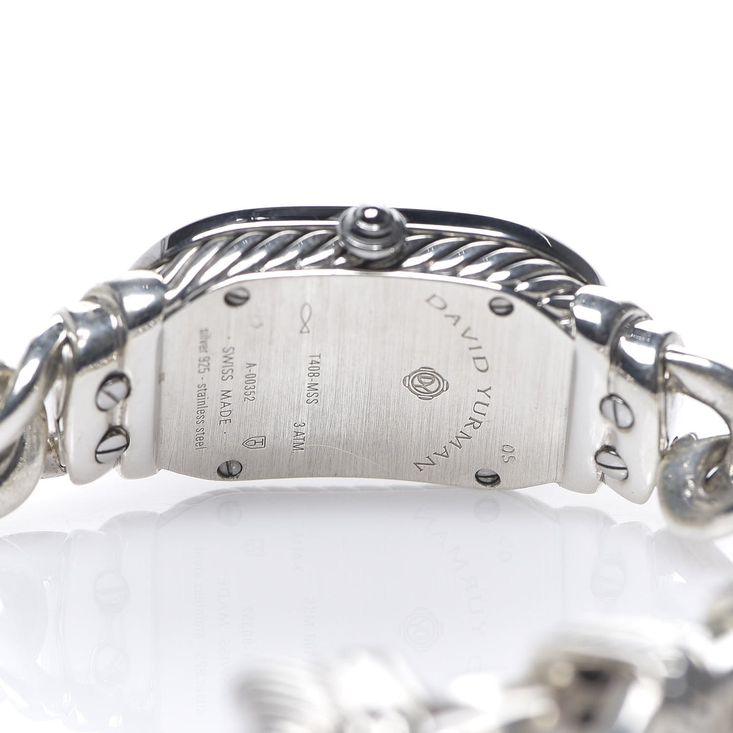 Stainless Steel Sterling Silver Diamond Bezel Mother of Pearl 20mm Madison Cable Quartz Watch