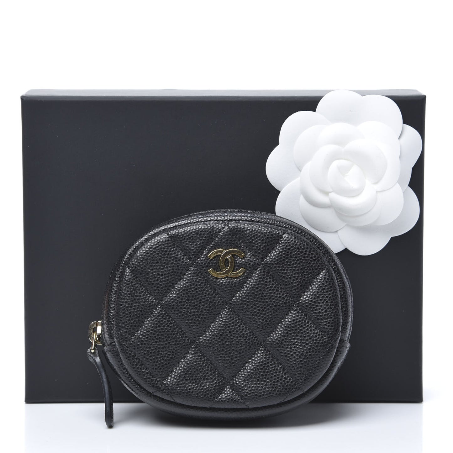 Caviar Quilted Zip Around Classic Coin Purse Black