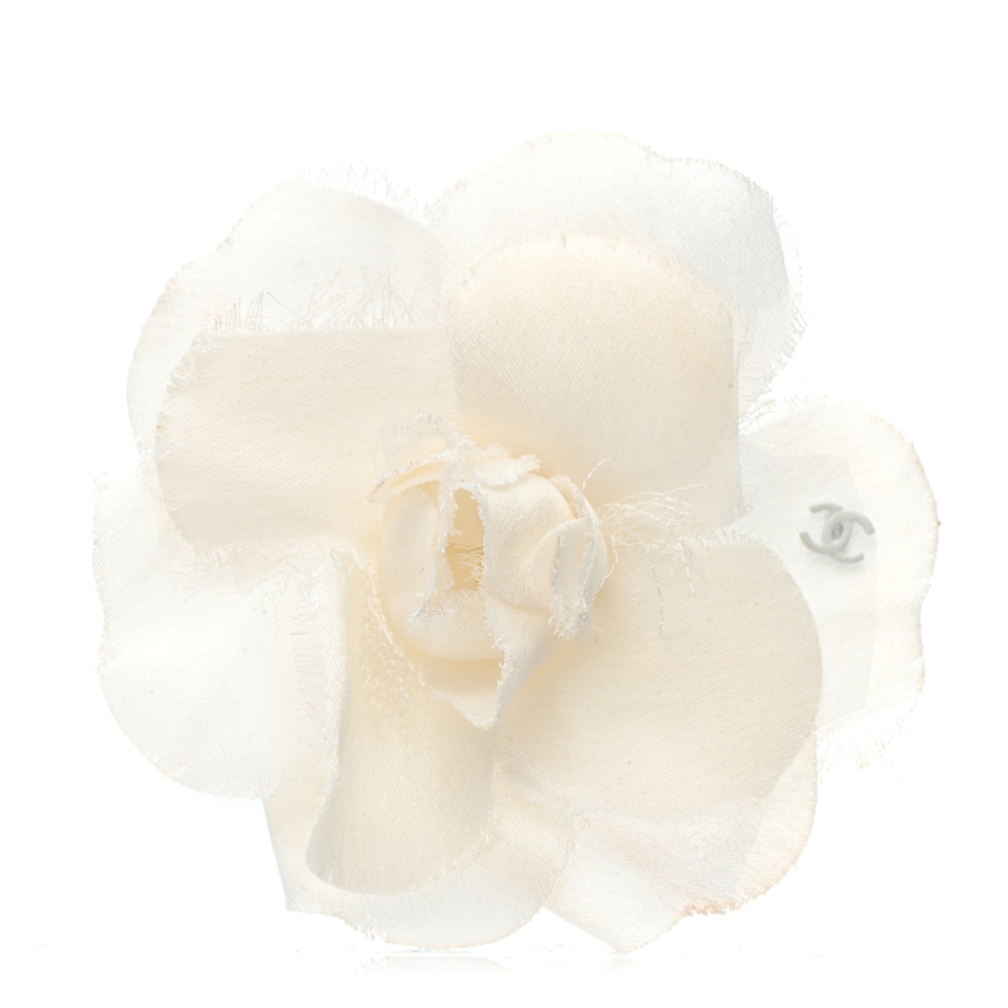 Linen Camellia Brooch Pin White