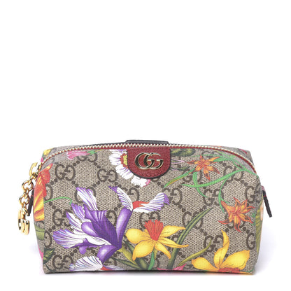 Gucci Soft GG Supreme Monogram Flora Calfskin Small Ophidia Cosmetic Case Beige Ebony Multicolor Rosso 1 of 10