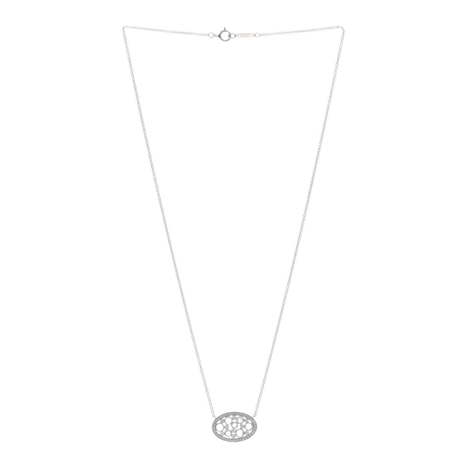 Tiffany Platinum Diamond Cobblestone Oval Pendant Necklace 3 of 4