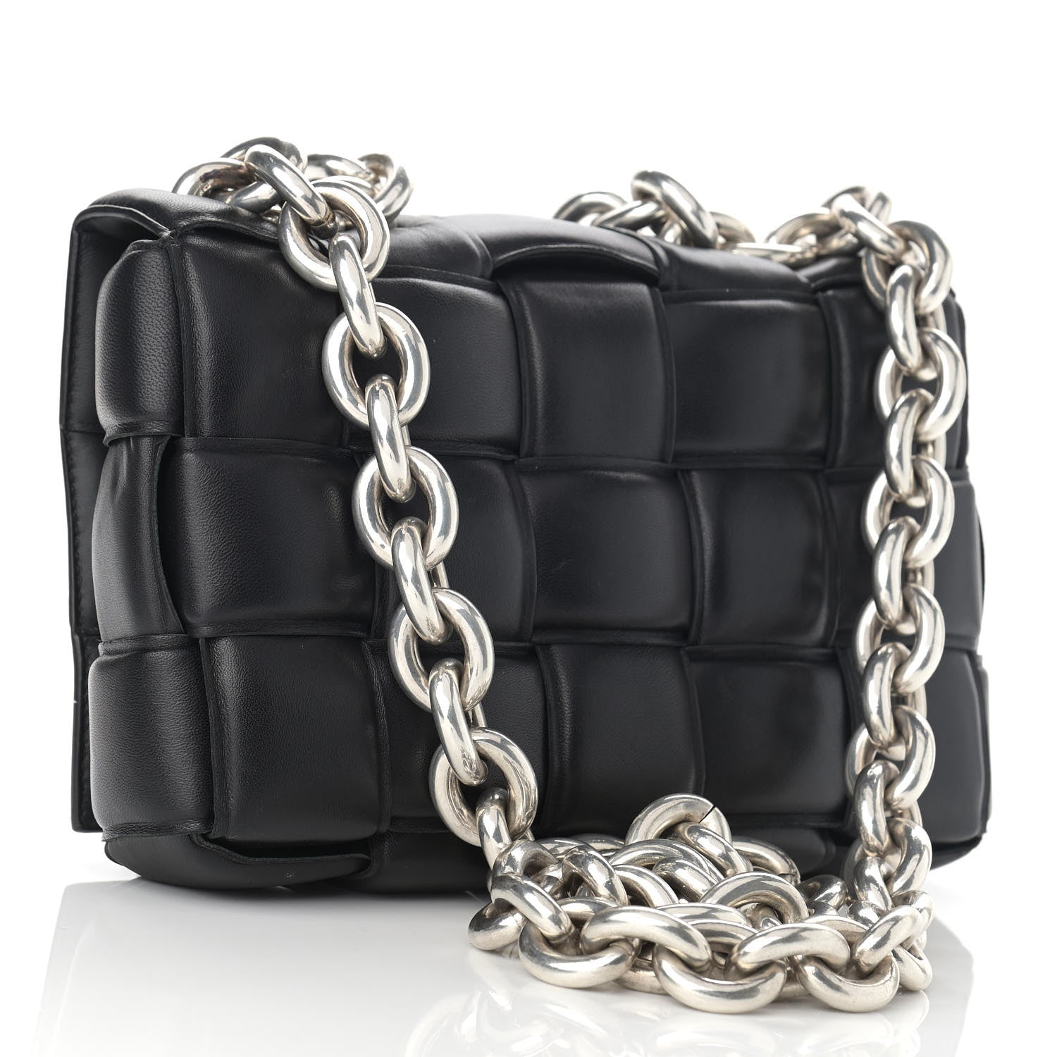 Bottega Veneta Lambskin Maxi Intreccio Padded Chain Cassette Crossbody Bag Black 2 of 16