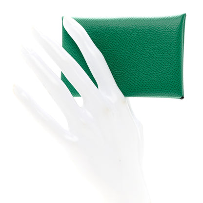 Hermes Epsom Calvi Card Case Vert Jade 2 of 6