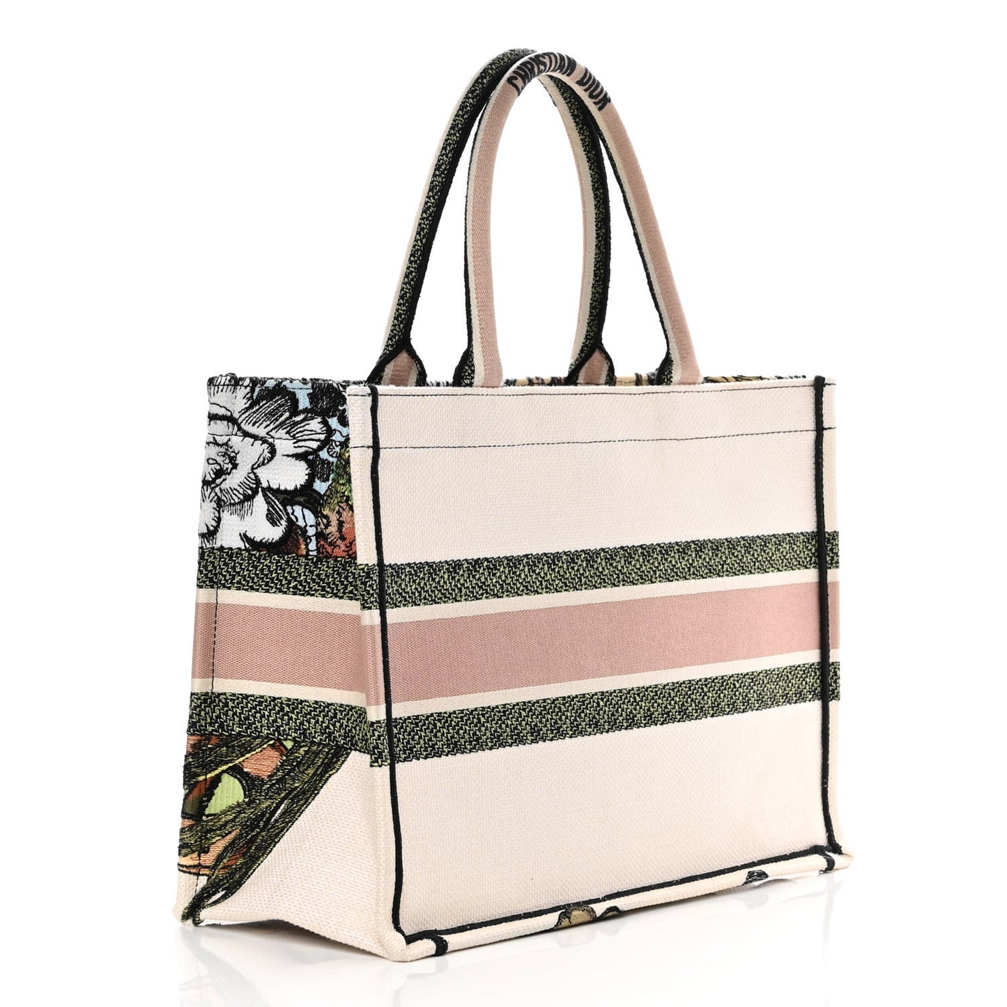 Canvas Embroidered Medium Coeur En Fleurs Book Tote Multicolor