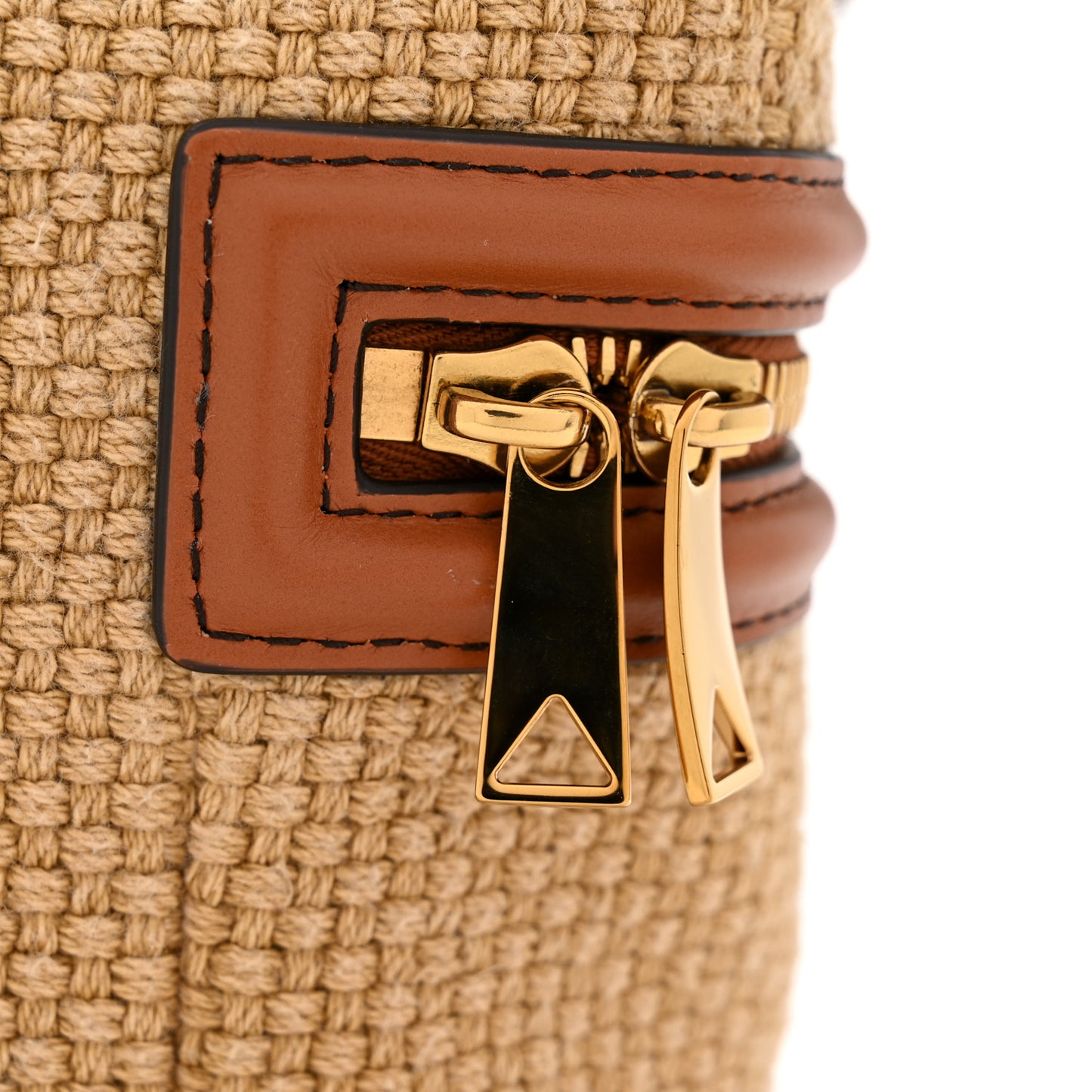 Nappa Jute Intrecciato Bang Bang Vanity Case Cane Sugar Light Wood