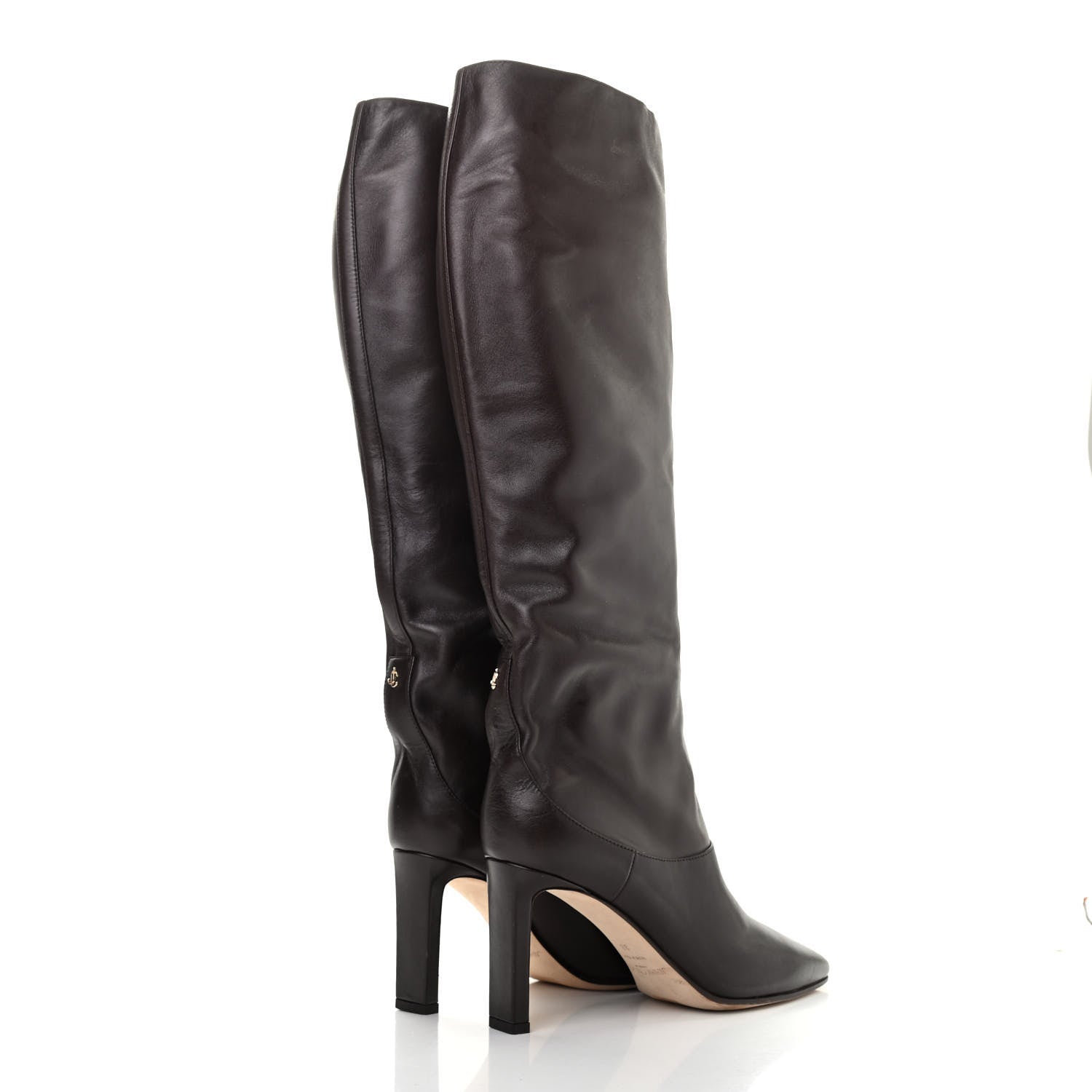 Jimmy Choo Shiny Calfskin Mahesa 85 Knee High Boots 38 Brown 4 of 9