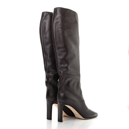 Jimmy Choo Shiny Calfskin Mahesa 85 Knee High Boots 38 Brown 4 of 9