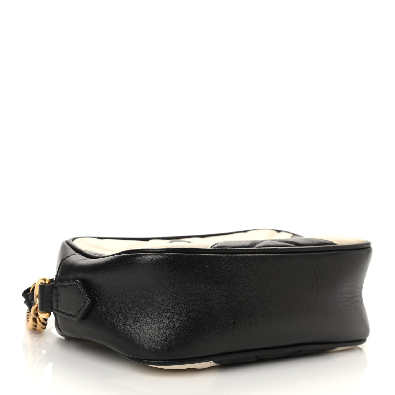 Gucci Calfskin Matelasse Mini GG Marmont Chain Shoulder Bag Black White 4 of 10