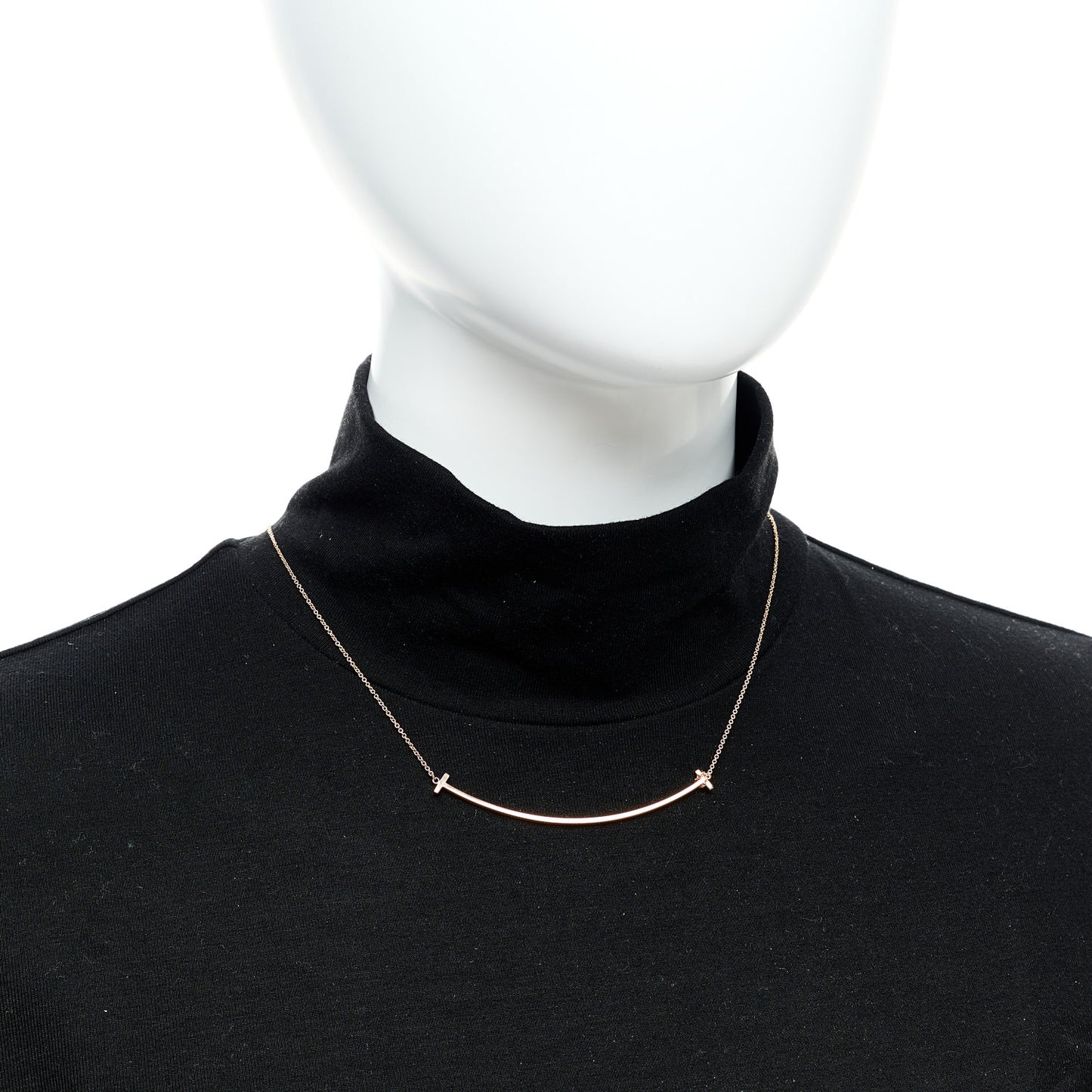 18K Rose Gold Large T Smile Pendant Necklace