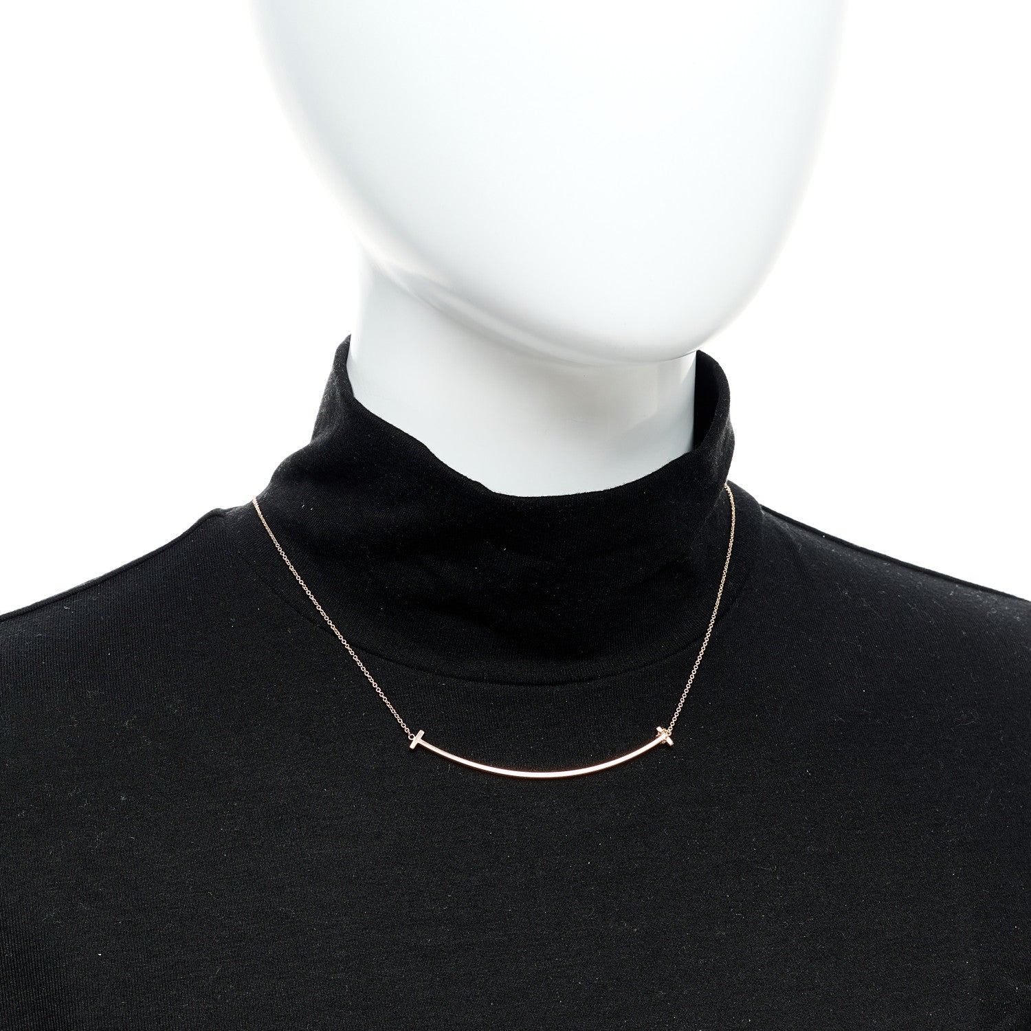 Tiffany 18K Rose Gold Large T Smile Pendant Necklace 2 of 5