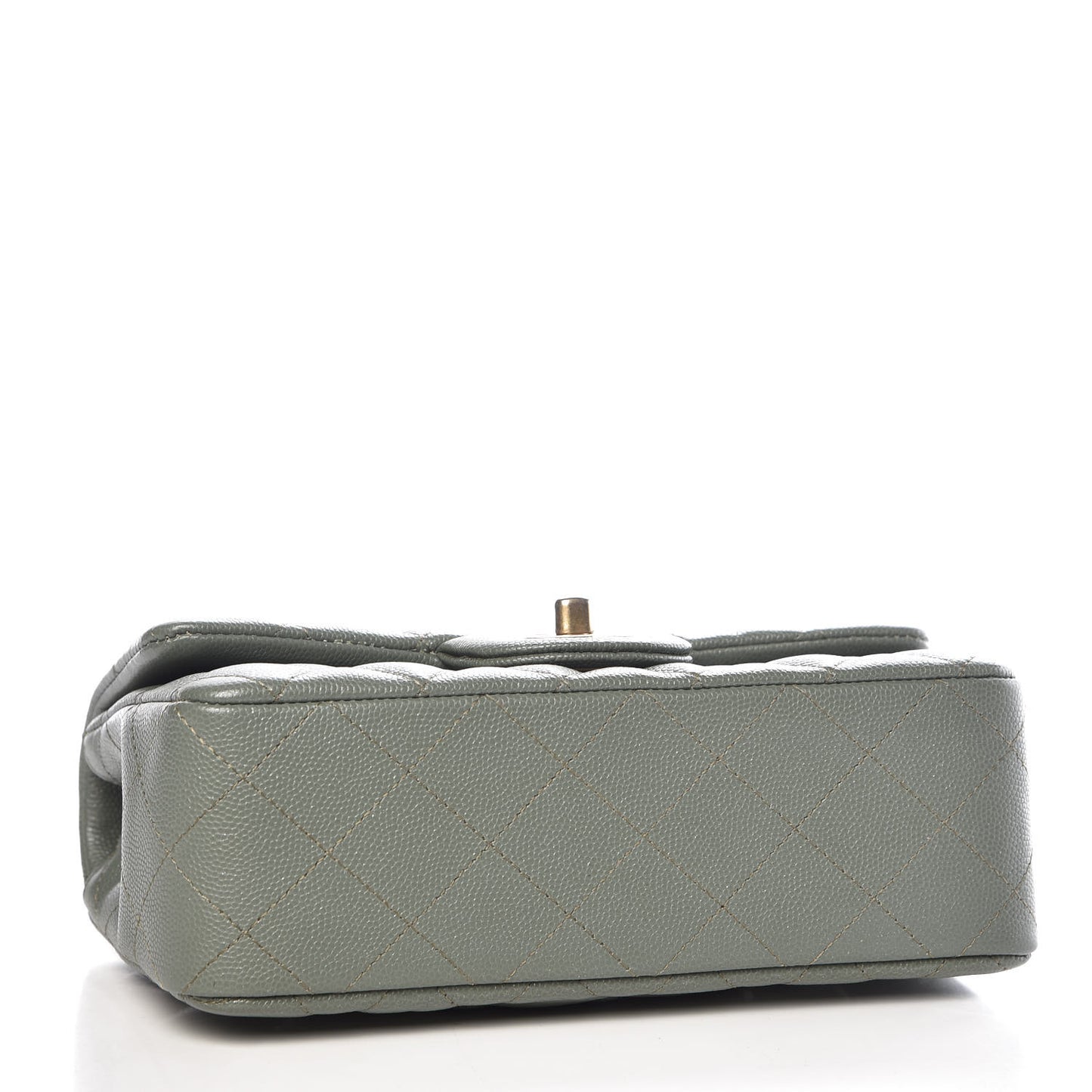Iridescent Caviar Quilted Mini Rectangular Flap Green