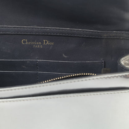 Christian Dior Metallic Patent Micro-Cannage Diorama Wallet on Chain Pouch Silver 5 of 10
