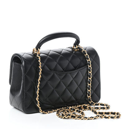 Chanel Lambskin Quilted Mini Top Handle Rectangular Flap Black 3 of 9