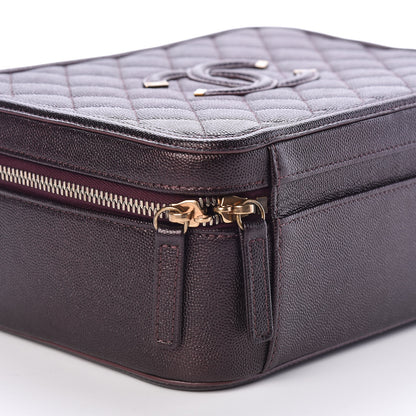 Chanel Caviar Quilted Large CC Filigree Vanity Case Burgundy 5 of 10