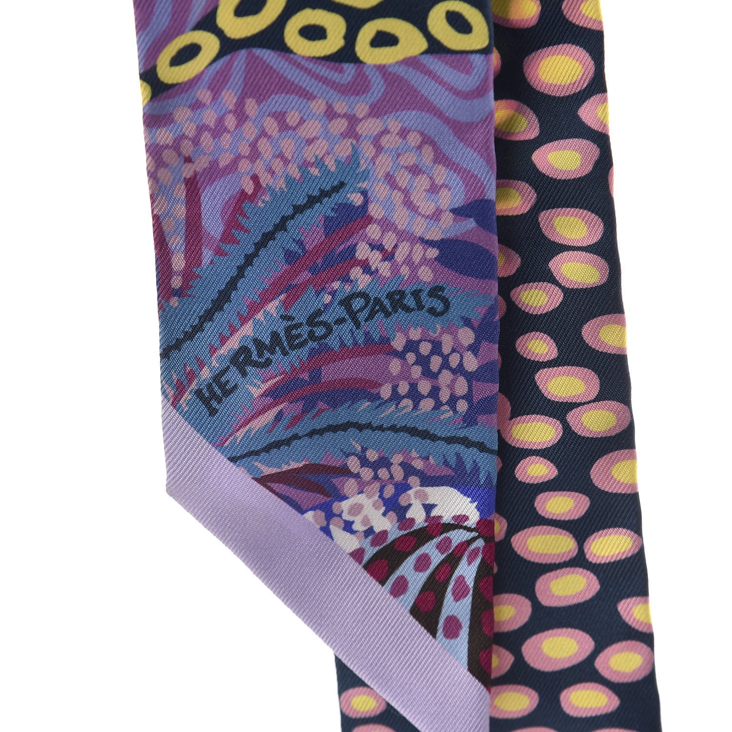 Silk Under The Waves Twilly Mauve Marine Jaune